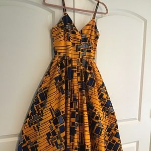 Orange multi color split maxi dress with straps - Size Small